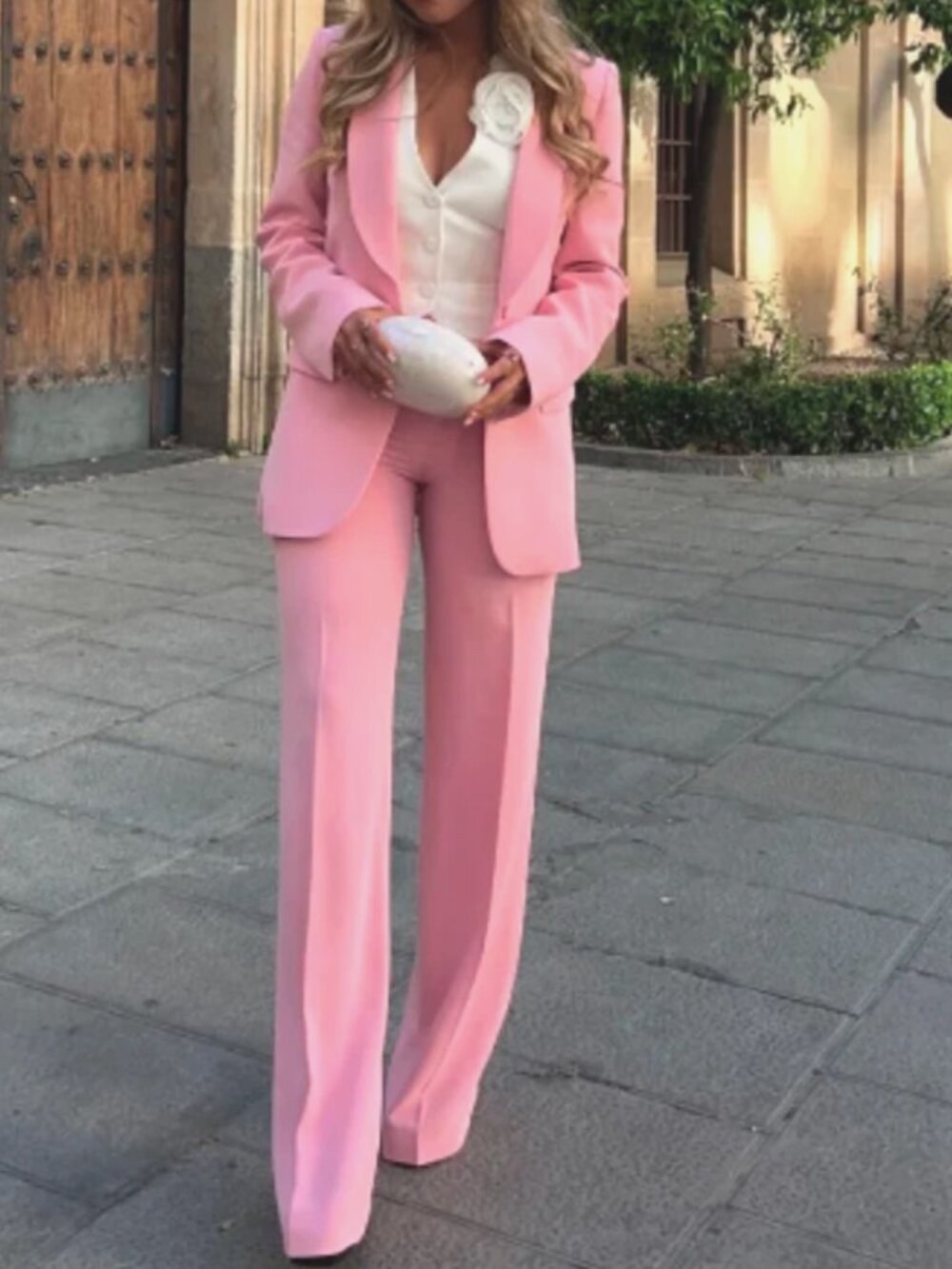Zara High Waist Fluid Pants Pink Straight Leg Trousers XS NWT 4043/066